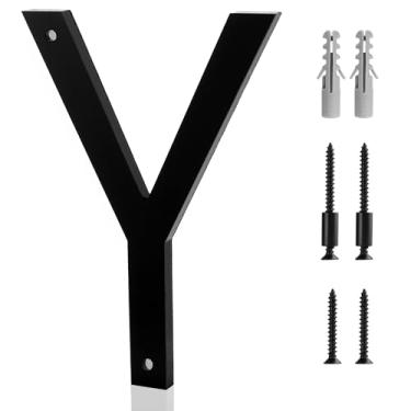 Imagem de Número de casa de 12 cm Y preto fosco números de casa acrílico inclui kit de parafusos de hardware montagem fácil de descarga ou flutuante para número de rua exterior endereço residencial varanda