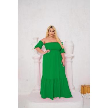 Imagem de Vestido Feminino Plus Size Longo Ajustável Gestante Grávida Moda Evang