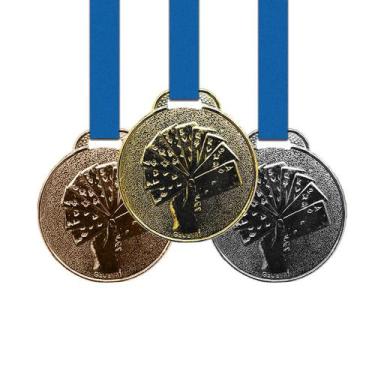 Imagem de 80 Medalhas Baralho Metal 35mm Ouro Prata Bronze - Gedeval