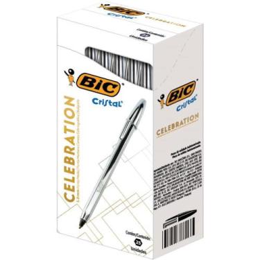 Imagem de Caneta Esferográfica Cristal Celebration Prata com 25 - BIC