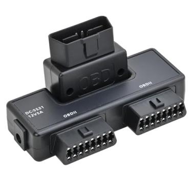Imagem de iKKEGOL Adaptador conversor divisor Pocket OBD2 OBDII completo de 16 pinos macho para 2 fêmeas, extensão de cabo OBD 1 a 3 para extensor de ferramentas de diagnóstico, interface de porta CC fonte de
