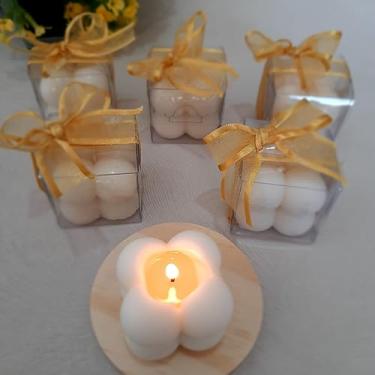 Imagem de Kit de 10 Mini Velas Bubble Perfumadas com Caixa de Acetato e Laço, Lembrancinha