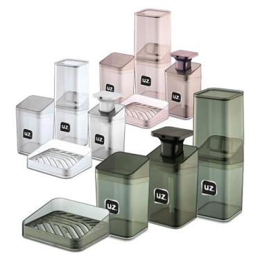 Imagem de Kit Banheiro Lavabo Conjunto Porta Escova Sabonete Liquido Saboneteira