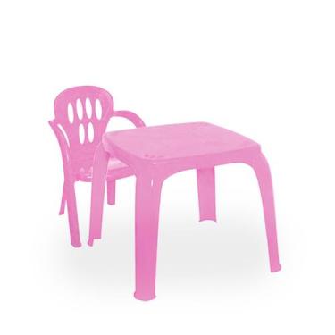 Imagem de Conjunto Mesa Mesinha Infantil Com Uma Cadeira - Usual Utilidades, Ros