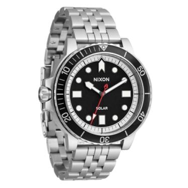 Imagem de NIXON Relógio analógico masculino Stinger 44 A1402-100 m resistente à água (face LUM de 44 mm, pulseira de aço inoxidável de 20 mm), prata/preto/branco, One Size, Stinger 44