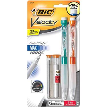 Imagem de BIC Lápis mecânicos Velocity Max, com barril colorido, ponta média (0,7 mm), pacote com 2 lápis mecânicos com borrachas e refis de chumbo