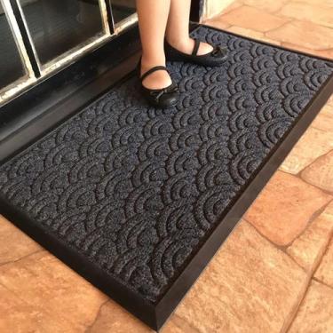 Imagem de Capacho 40x70 Tapete de Porta Antiderrapante Borracha Decoração Sala E