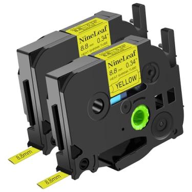 Imagem de NineLeaf 2 rolos pretos sobre amarelos termorretráteis fita de etiqueta compatível com Brother HSe-621 HSe621 HS621 HS-621 para P-Touch PT1180 PTD200 PT1090 etiquetadora - 8,8 mm (0,34 polegadas) x