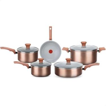 Imagem de Jogo de Panelas 5 Peças Ceramic Rose Gold Rochedo, Rose Gold, 5 peças