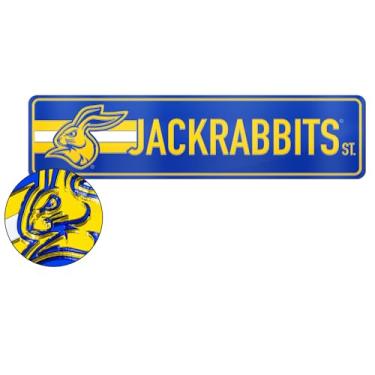 Imagem de Rico Industries NCAA South Dakota State Jackrabbits Placa de rua acrílica corte a laser padrão 8,9 cm x 36,2 cm decoração de casa - quarto - escritório - caverna masculina