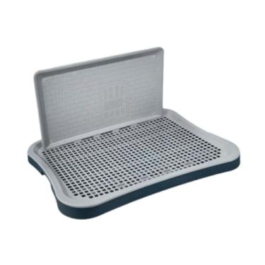 Imagem de Generic Bandeja para penico de cachorro, grades de malha portáteis, comadre removível, suporte para tapete higiênico, banheiro de treinamento para cães, Cinza Marinho