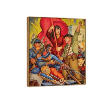 Imagem de MUHJDYC Diego Rivera Famosa Imagem em Tela - Impressões de Arte de Parede - Sem Título - Moldura de Madeira Pintura para Sala de Estar Quarto Decoração de Casa 20x25cm-8x10in