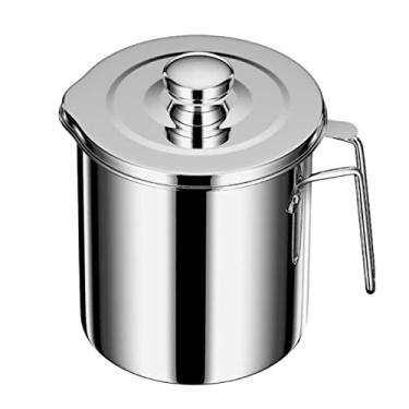 Imagem de Coador de gordura com filtro de malha fina, lata de armazenamento de óleo de cozinha de 1,5 L/2,0L com tampa removível à prova de poeira e bandeja de porta-copos para óleo de cozinha usado, gordura