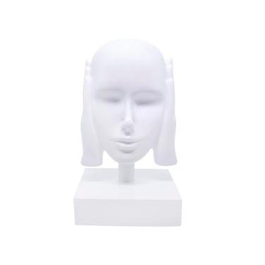 Imagem de Escultura Decorativa Máscara Rosto Surdo Branco Em Cerâmica 25X15cm