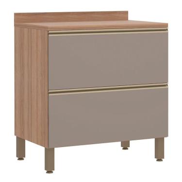 Imagem de Balcão Luciane Yara 80 Cm 2 Gavetões Com Tampo 1303/199 Vanilla/Grafite