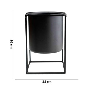 Imagem de Vaso Preto Com Suporte Em Metal 16x11cm