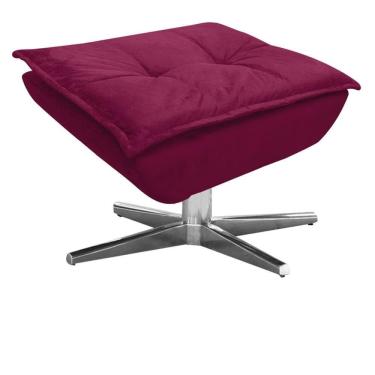Imagem de Puff Decorativo Sala De Estar Base Giratória Cromada Opla Suede Vinho - Ibiza