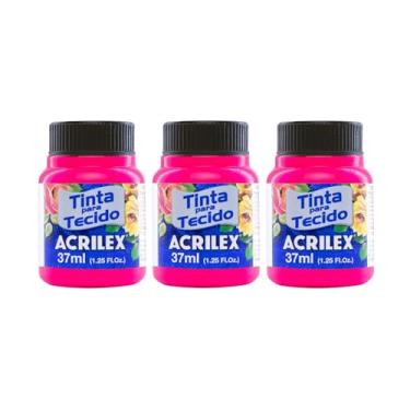 Imagem de Tinta Para Tecido Fluorescente Neon Acrilex 37ml Azul Vermelho Maravilha Verde Ouro Limão Fixação a Frio e Alta Cobertura Recomendado Para Tecidos De Algodão Sem Goma É Ideal Para Customização De Roupas, Decoração E Outras Aplicações Artísticas (Maravilha 107)