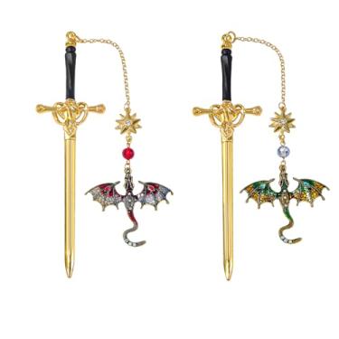 Imagem de Marcadores de página Fantasy Fourth Wing Dragon Sword – Marcadores de página para fãs da quarta asa, marcadores legais para homens, presentes de dragão para leitores masculinos como presentes de