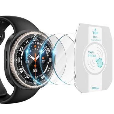 Imagem de Julk [Pacote com 3] Película protetora de tela para Samsung Galaxy Watch 8 Classic 2025 de 47 mm [dureza 9H] [transparente HD] Película de vidro temperado à prova de estilhaçamento e resistente a