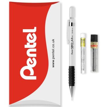Imagem de Pentel Lapiseira automática série 120 A315 + refil de 12 HB + tubo de refis de borracha - na embalagem do travesseiro - 0,5 mm - branco