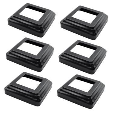 Imagem de Tsnamay 6 peças de cobertura de base de poste de convés, capas de base de poste de moldagem integrada de ferro galvanizado para grades de escada de ferro, grades de varanda, capas de saia de poste, 50