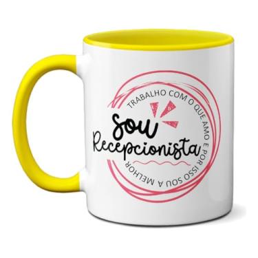 Imagem de Caneca Para A Melhor Recepcionista Amo o Que Faço Profissão (Amarela)