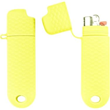 Imagem de 5 peças de capa de isqueiro à prova d'água para isqueiros regulares BIC tipo de manga J6 sobrevivência ao ar livre bolsa de isqueiro multiuso para caminhadas e acampamento (amarelo, 5)