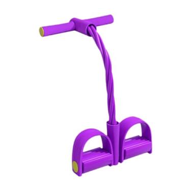 Imagem de Pegciuho Faixa de Resistência com Pedal, Extrator de Tornozelo com 4 Tubos, Equipamento de Ginástica para Academia em Casa, Corda de Resistência para Alongamen, Roxo