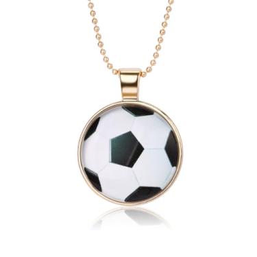 Imagem de DIAMANTIO Colar com pingente de bola de futebol banhado a ouro 18K – Presente de joias esportivas para fãs de futebol americano