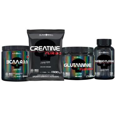 Imagem de Combo Creatina + Glutamina + BCAA + Termogênico - Black Skull Combo Creatina + Glutamina + BCAA + Termogênico