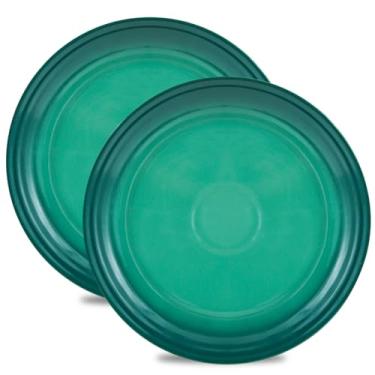 Imagem de Hasense Conjunto de 4 pratos de jantar de cerâmica, 25 cm, pratos de servir salada, elegantes e duráveis, seguros para forno, micro-ondas e lava-louças, perfeito para família e entretenimento, verde