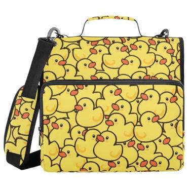 Imagem de ALAZA Yellow Ducks Pasta com 3 anéis com zíper 500 folhas expansíveis pasta pasta pasta com alça de ombro