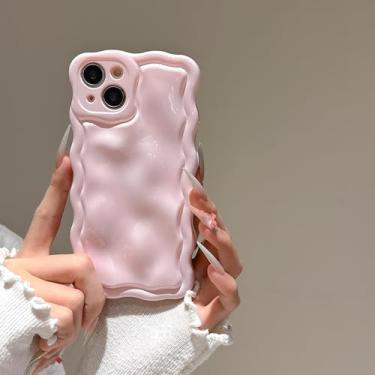 Imagem de FABSPARK Capa para iPhone Air, linda 3D cor sólida meteorito bolha de água ondulada ondulada capa com moldura ondulada macia TPU à prova de choque para iPhone Air 6,5 polegadas, rosa creme