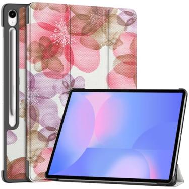Imagem de Capa inteligente para Samsung Galaxy Tab S10 FE+ / S10 FE Plus 13,1 polegadas 2025, capa inteligente Ratesell leve com três dobras com flor despertar/dormir automática