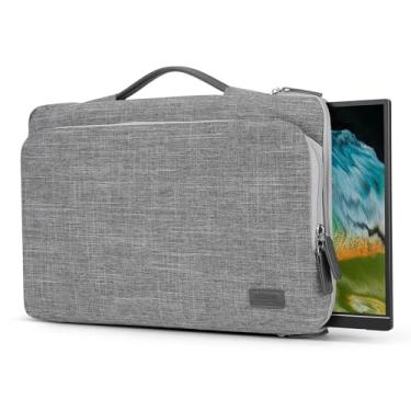 Imagem de Capa para monitor portátil de 16,1/15,6 polegadas, capa protetora para laptop de 15,6 polegadas com alça de poliuretano, bolso grande para acessórios e resistente à água para bolsa de monitor de