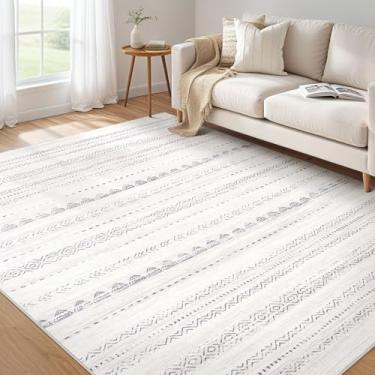 Imagem de Nakagishi Tapetes de área de 15 x 20 cm, sala de estar, lavável, boho, grande, neutro, macio, resistente a manchas, moderno, piso interno, tapete antiderrapante para quarto, berçário, sala de jogos