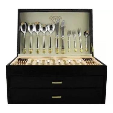 Imagem de Faqueiro 86 Pcs Banhado Ouro 24K