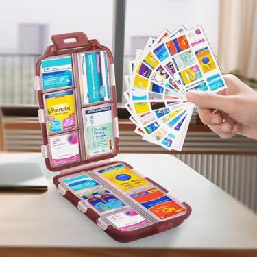 Imagem de Organizador de comprimidos com etiquetas de medicamentos, caixa de comprimidos de viagem, estojo pequeno para uso diário, organizador de comprimidos de 7 dias para suplementos de óleo de peixe