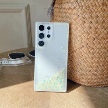 Imagem de Capa de TPU transparente com glitter e areia movediça luminosa para Samsung Galaxy S24 S23 S25 Ultra S22 Plus S21 S20 Fe A54 A55 A34 A15 A53 A52 (para Samsung S25Ultra/Amarelo)