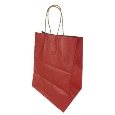 Imagem de Sacola LC Liso Papel Kraft Natural Alça Natural - Vermelho 20x15x25 c/10un