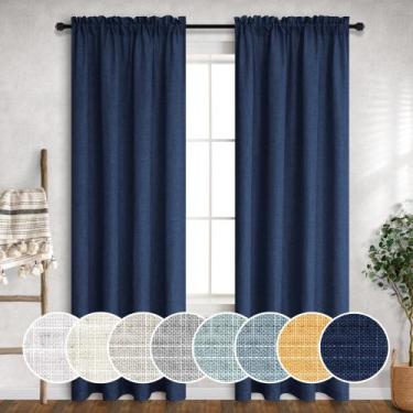 Imagem de Cortinas Mrs.Naturall Navy Linen 200x213cm com filtragem de luz