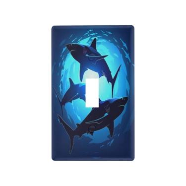 Imagem de Blueangle Capa para placa de parede para interruptor de luz flutuante - Capa decorativa para interruptor de luz de tubarões flutuantes, tamanho 1 - gangue 4,53 x 2,76 polegadas (47)