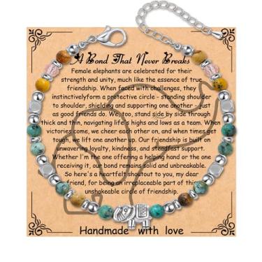 Imagem de Presentes de aniversário inspiradores para mulheres, presente de Natal exclusivo, joia ideal, pulseiras de pedra natural para melhor amiga, irmã, sobrinha, mãe, tia, filha, neta, 7inches, Pedra, Sem