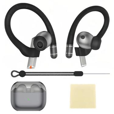 Imagem de Ganchos de ouvido de silicone macio para Samsung Galaxy Buds 3 Pro (3/3 FE) | Ajuste antiderrapante | Inclui cordão e pano de limpeza (preto)