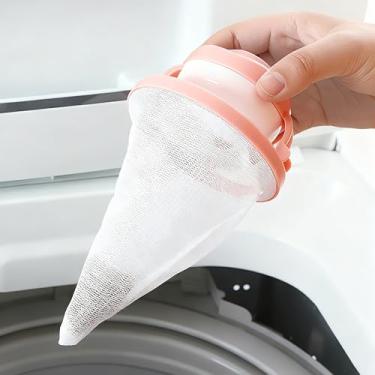 Imagem de Coletor de fiapos para máquina de lavar, reutilizável, coletor de pelos de animais de estimação, saco de filtro de fiapos flutuante rosa