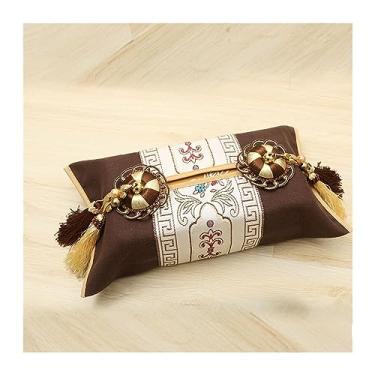 Imagem de Porta-lenços estilo chinês caixa de lenços com arte em tecido, gaveta de papel, caixa de armazenamento de guardanapos elegante e criativa, sala de jantar e sala de estar, decoração de mesa, caixa de