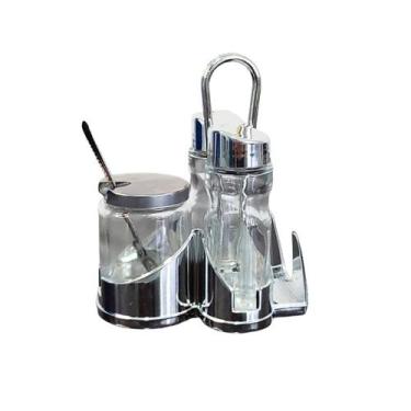 Imagem de Galheteiro Pequeno Com Porta Guardanapos 5 Peças Porta Azeite Vinagre 