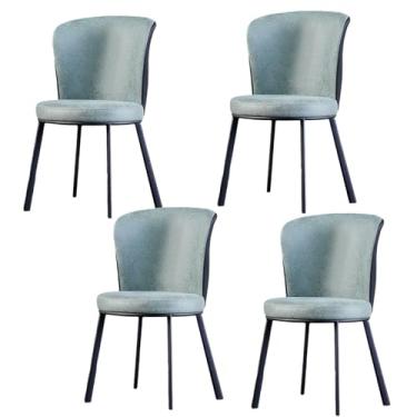 Imagem de Conjunto de 6 cadeiras de jantar modernas de camurça de couro sintético - assento estofado macio e confortável, moldura de aço carbono (conjunto de 6)