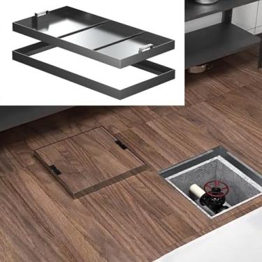 Imagem de Tampa quadrada de esgoto com alça ocultável, tampa de bueiro invisível e moldura de aço inoxidável, tampa de tanque séptico - tamanho personalizável, 30 cm-160 cm C (CXW-100 x 75 cm (39,4 x 29,5 pol))